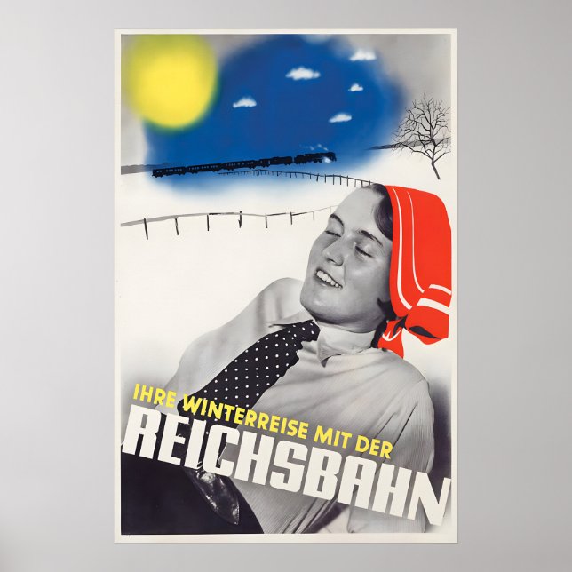 1936 Tyska järnvägar vinterresandeaffisch Poster (Framsidan)
