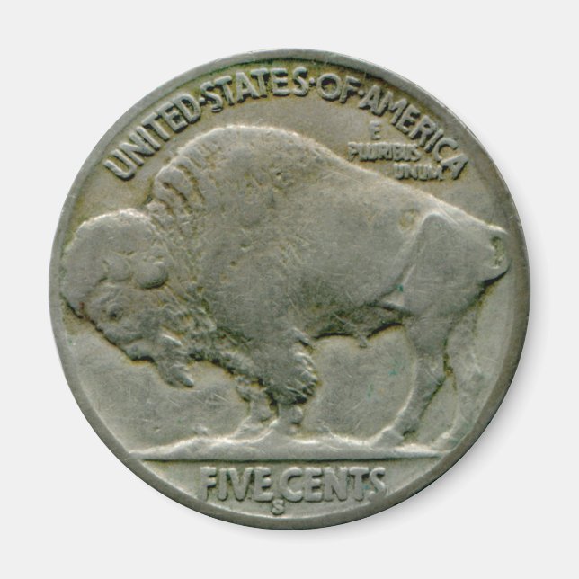 1936 US "Buffalo" nickel svan magnet (Framsidan)