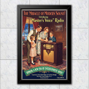 1936 Vintage Master's Voice Radio Reklam Poster