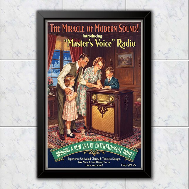 1936 Vintage Master's Voice Radio Reklam Poster (Skapare uppladdad)