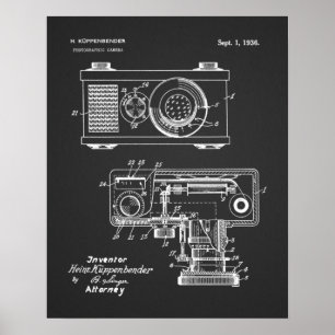1936-Vintages Teckning-utskrift av kamerapatent Poster