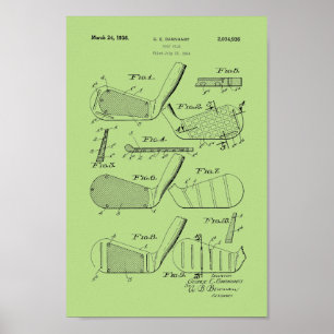 1936-Vintages utskrift av Golf Klubb Patent Art Poster
