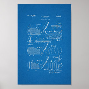 1936-Vintages utskrift av Golf Klubb Patent Bluepr Poster