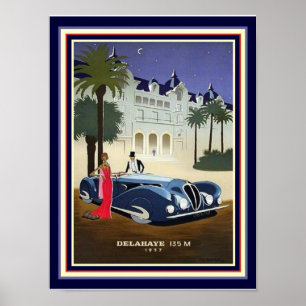 1937 Art Deco Delahaye Annons Print 12x16 Poster