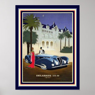 1937 Art Deco Delahaye Annons Print 12x16 Poster