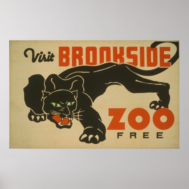 1937 Besök Brookside Zoo WPA Poster (Framsidan)