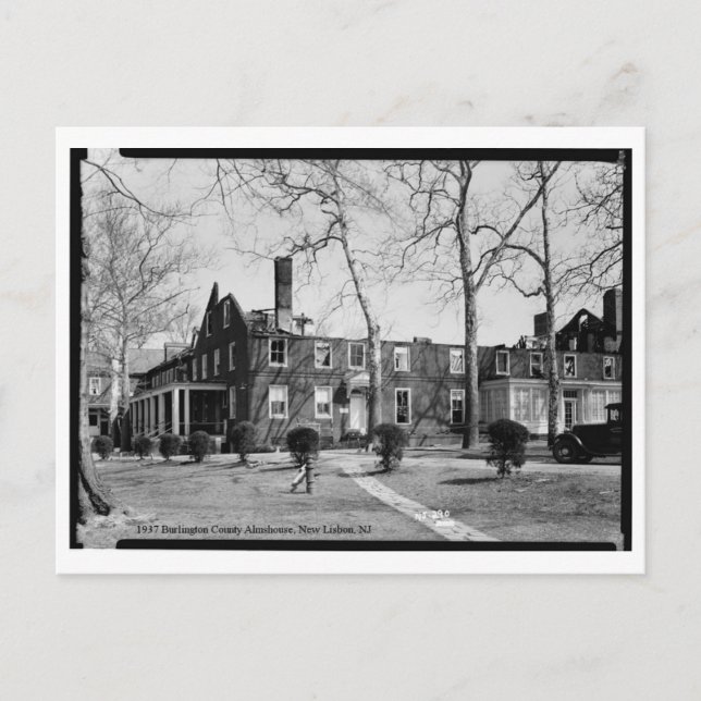 1937 Burlington County Almshouse, New Lisbon, NJ Vykort (Framsida)