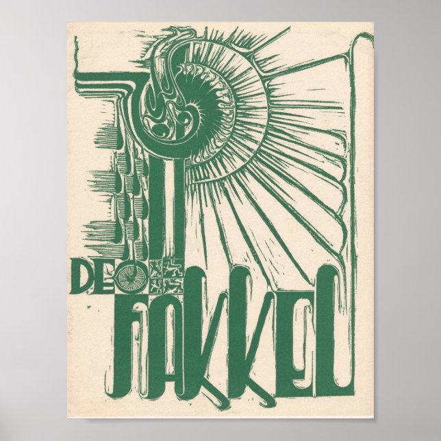 1937 De Fakkel Nederländsk Abstrakt Konsttryck Poster (Framsidan)