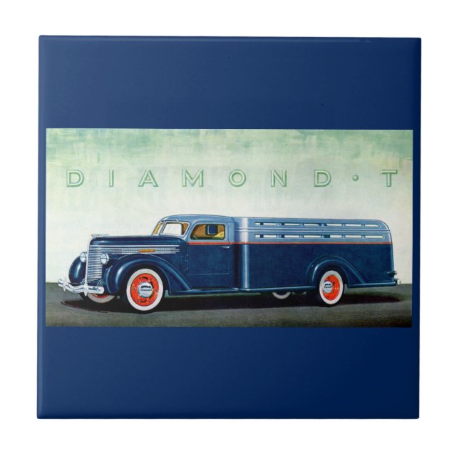 1937 Diamond T blå lastbil Kakelplatta (Framsidan)