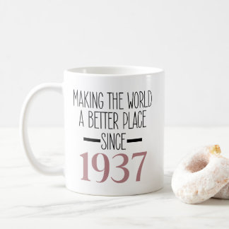 1937 Födelsedag 90 90-års kvinna gammelfarmor Kaffemugg