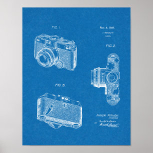 1937 Gamla Camera Patent Art Blueprint Teckning Poster
