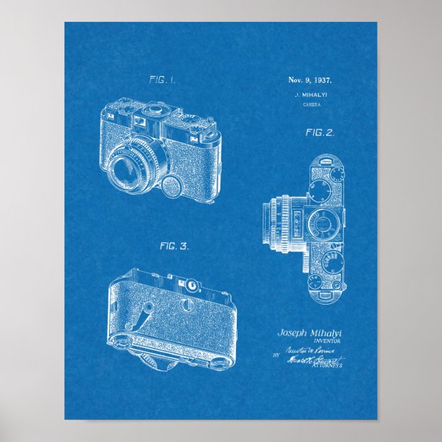 1937 Gamla Camera Patent Art Blueprint Teckning Poster (Framsidan)