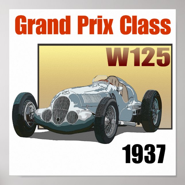 1937 Grand Prix Class W125 Poster (Framsidan)