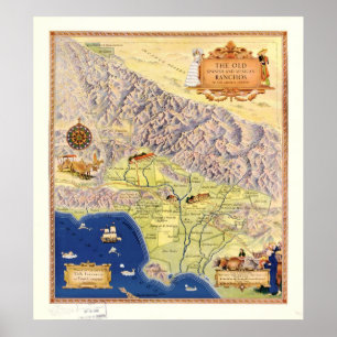 1937 kartaRanchos av Los Angeles County Poster