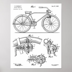 1937 Konstruktionspatent för cykelgenerator Poster