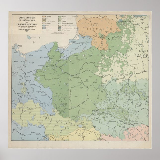 1937 Linguistic Map of Central and Eastern Europe, Poster (Framsidan)