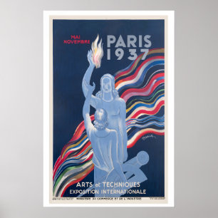 1937 Paris Frankrike Konst och Teknik Poster