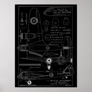 1938 Bristol Bomber Art Print på flygplanet Poster