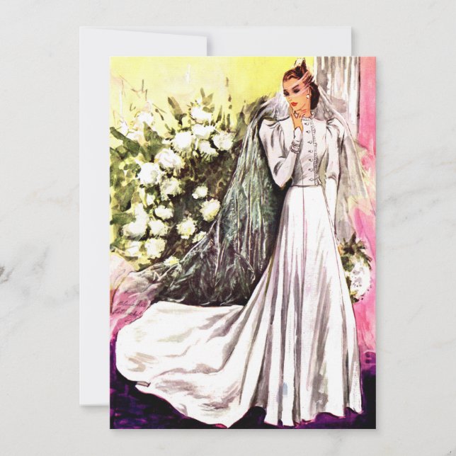 1938 bröllop-krontryck inbjudningskort för möhippa (Framsida)