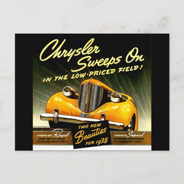 1938 Chrysler Sweeps on Vykort (Framsida)
