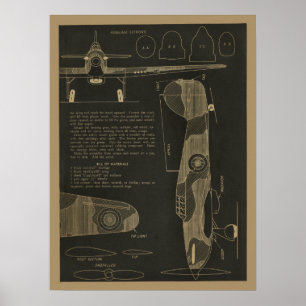 1938 Flygorkan Flygplanets designutskrift Poster