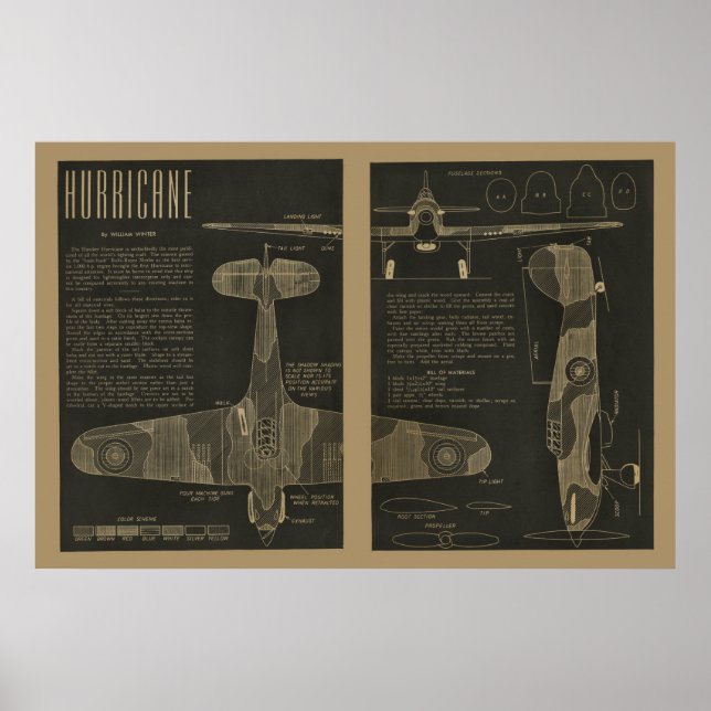 1938 Flygorkan Flygplanets designutskrift Poster (Framsidan)