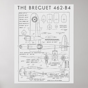 1938 Flygplan Breguet 462-B4 Art Print Poster