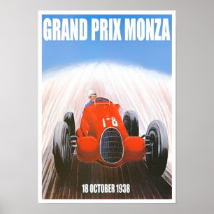 1938 Monza Grand Prix vintage tävla Poster