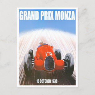 1938 Monza Grand Prix vintage tävla Vykort