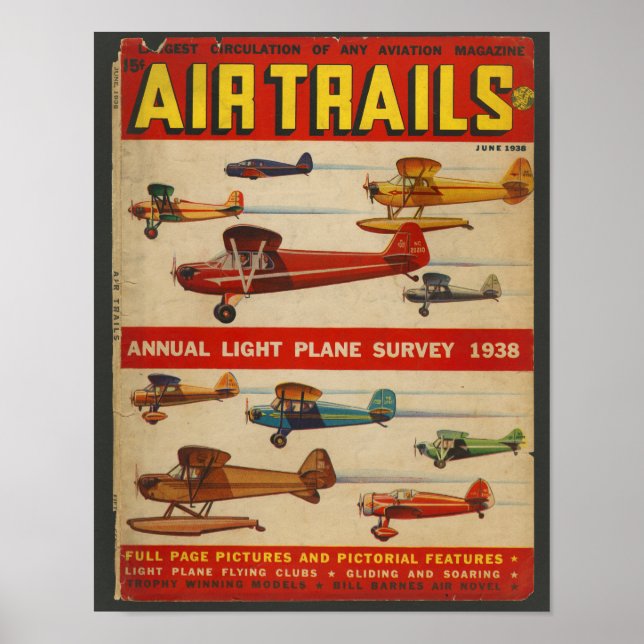 1938 Tryckning i flygtidskriften Aviation Magazine Poster (Framsidan)