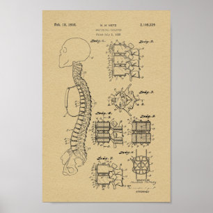 1938 Vintage Spine Model Patent Art Print Poster