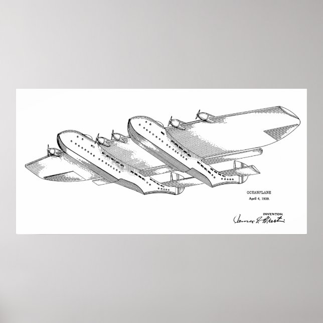 1939 Atlantpatent Art Teckning Skriv ut Poster (Framsidan)
