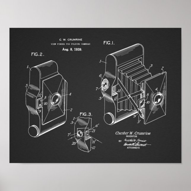 1939 FV-utskrift av kamerapatent Art Teckning Poster (Framsidan)