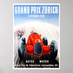 1939 Zürich Grand Prix-Tävla Poster