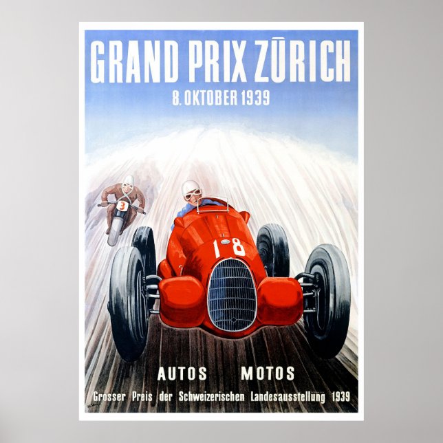 1939 Zürich Grand Prix-Tävla Poster (Framsidan)
