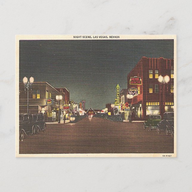 1940 års Las Vegas Fremont St. Post Card Neon Vykort (Framsida)