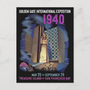 1940 Golden Grind Internationell Exposition Poster Vykort