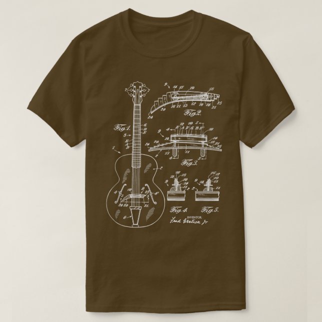 1940 Iconic Guitar Patent Teckning Music Player Ha T Shirt (Design framsida)