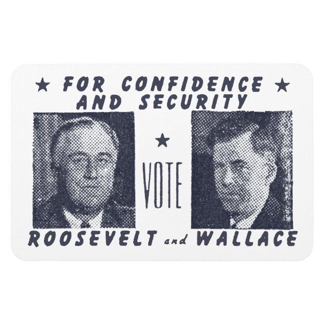 1940 Omröstning: Roosevelt + Wallace, grått Magnet (Horisontell)