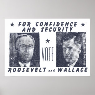 1940 Omröstning: Roosevelt + Wallace, grått Poster