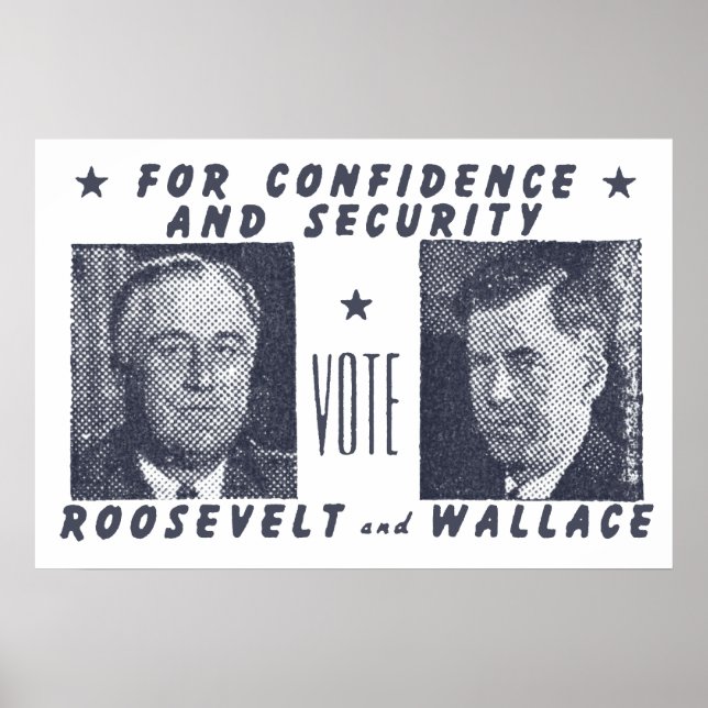 1940 Omröstning: Roosevelt + Wallace, grått Poster (Framsidan)