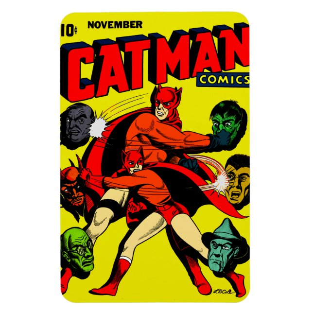 1940:s CAT-MAN-Tecknader Flexible Magnet (Vertikal)