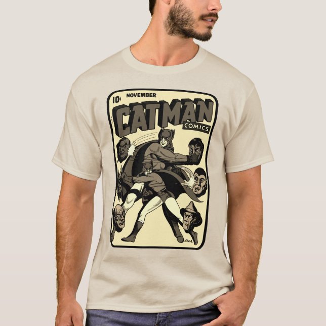 1940:s CAT-MAN-Tecknader T-Shirt (Framsida)