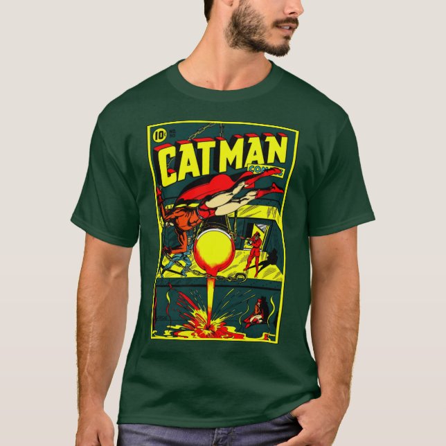 1940:s Cat-Man-Tecknader T-Shirt (Framsida)