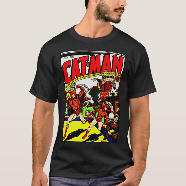 1940:s CAT-MAN-Tecknader T-Shirt (Framsida)