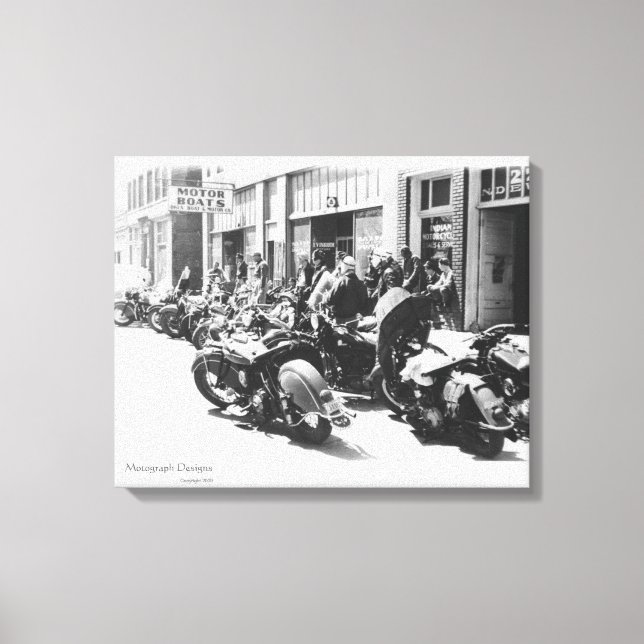 1940:s motorcykel "Street Rally" Wall Art Canvastryck (Framsida)