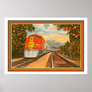 1940 Santa Fe Chief/Orange Groves Poster