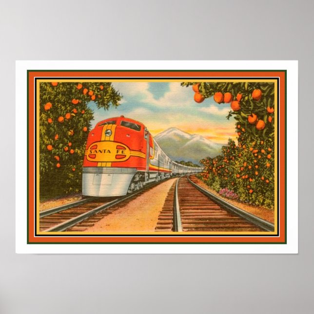 1940 Santa Fe Chief/Orange Groves Poster (Framsidan)