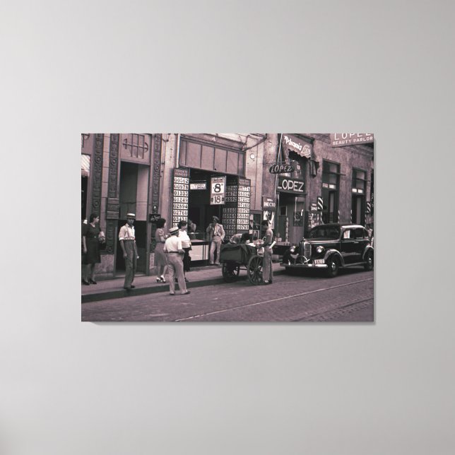 1940 Spain Street Photography Lopez Beauty Parlor Canvastryck (Framsida)