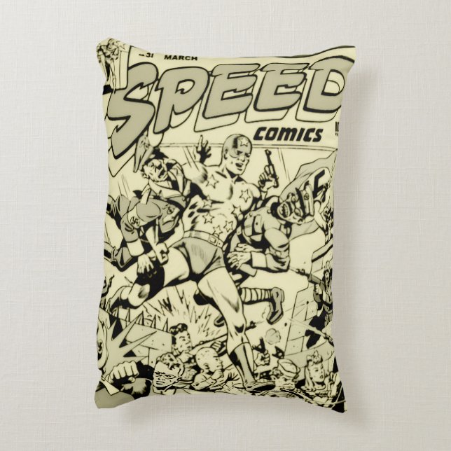 1940-tal SPEED Comics Actionkudde  Prydnadskudde (Baksidan(Vertikal))